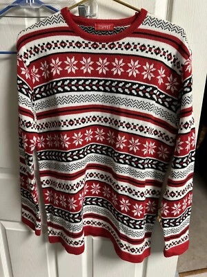 VTG 80s 90s Red Esprit Knit Sweater Cottagecore Large USA Snowflake Christmas - Image 1 of 4