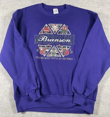 Винтажный свитшот Branson Missouri Взрослый XL Фиолетовый свитер с круглым вырезом 90-х - Изображение 1 из 4