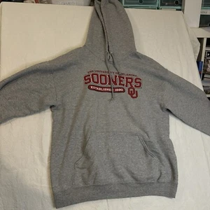 Oklahoma Sooners Sweatshirt Gray Hoodie Jerzees Nublend Large - Picture 1 of 9