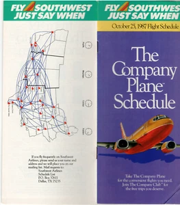 Southwest Airlines Timetable October 25, 1987 - Picture 1 of 1