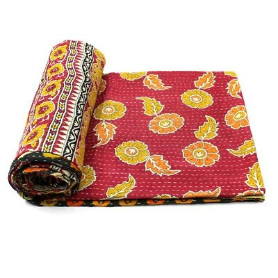 Vintage Kantha Quilt Indian Handmade Cotton Counterpane Bedding Throw - Image 1 of 4