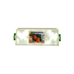 Vintage Embarcadero Santa Clara Pears Wood Glass Tray Green Handles Decor - Picture 1 of 2