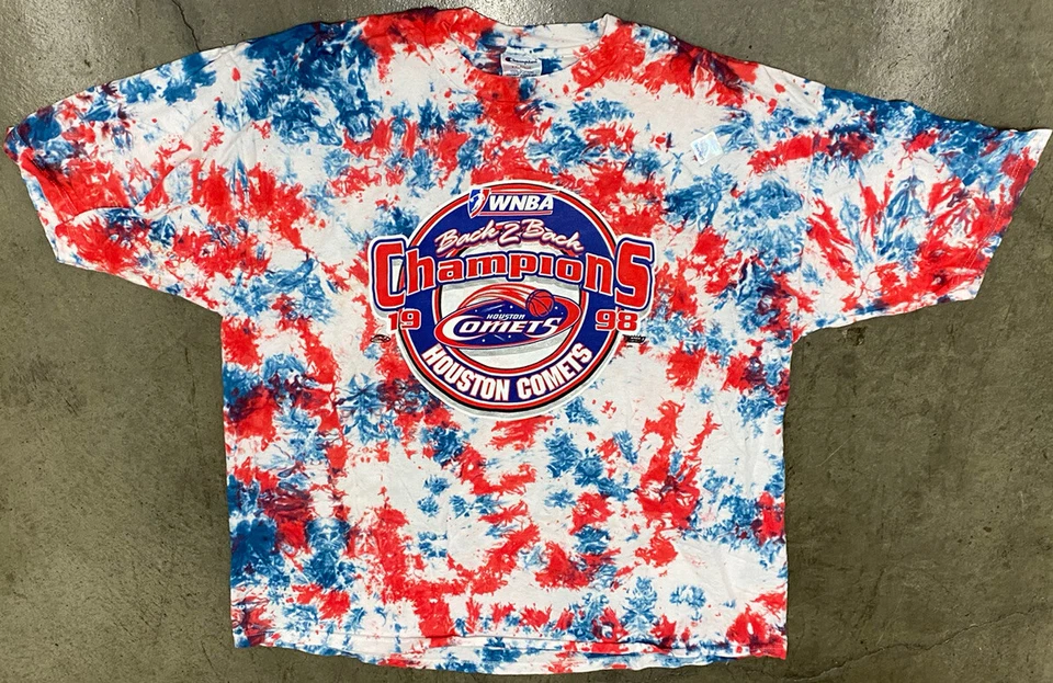 NEW Vintage 1998 Houston Comets Back 2 Back Champions TIE DYE Shirt Sz XXL Rare! - Image 1 of 4