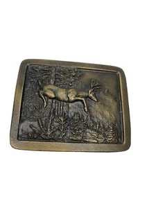 Vintage Indiana Metal Craft Running Jumping Buck Deer Belt Buckle 1977 - Picture 1 of 5