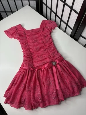 女孩 Amy Byer 连衣裙粉色合身喇叭尺寸 6X — 第 1/4 张图片