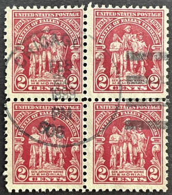 US 1929 Scott# 680 Used Block Chicago Battle Fallen Timbers Wayne Memorial - Image 1 of 2