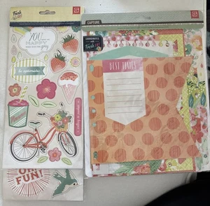 BasicGrey FRESH CUT Designer Chipboard Stickers & Tab Pages Garden Summer Happy - Picture 1 of 6
