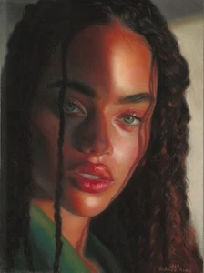 original drawing 30 x 40 cm 91VA artwork pastel modern female portrait - Picture 1 of 4