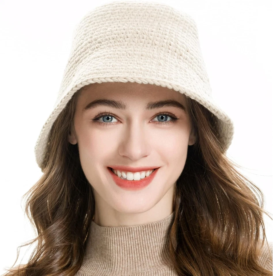 ZLYC Women Winter Bucket Hat Fashion Knit Cloche Hat Solid Color Warm Crochet Ca