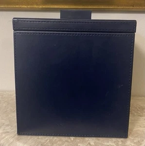 Ice Bucket With Lid Navy Blue Faux Leather Cube Room 360 London Hotel Edition - Picture 1 of 10