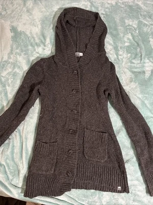 Roxy Woman’s Sweater Size Large Gray Button Up Cardigan - Image 1 of 3