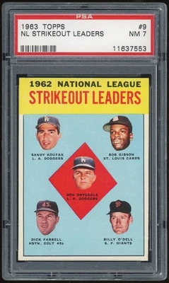 1963 Topps #9 NL Strikeout Leaders PSA 7 *7553 - Image 1 of 2