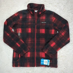 Men's Columbia Granite Mountain Printed Fleece Jacket Red Plaid Size Medium - Picture 1 of 4