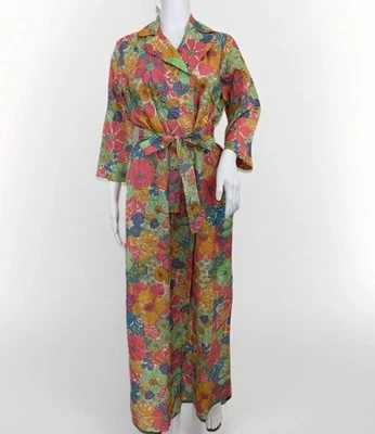 Bata de Colección SAKS 5TH AVE Maxi Años 60 Psicodélica Floral Hippie Cinturón Talla Única Foto 1 de 4