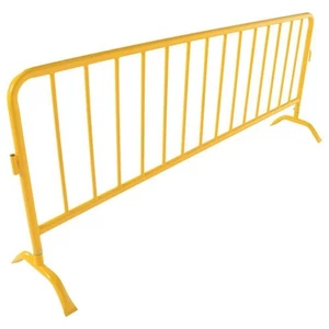 Barrera de enclavamiento de control de multitudes de acero amarillo de alta resistencia con ambos pies curvos - Imagen 1 de 5