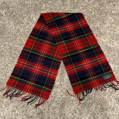 Lochcarron Highlander Scotland Red/Navy/Green Tartan Plaid 100% Lambswool Scarf - Image 1 of 4