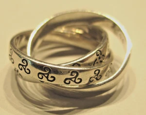 STERLINGSILBER 3 BAND RUSSISCHER EHERING BAND MIT TRISKELLION DESIGN GRÖSSE M - Bild 1 von 2