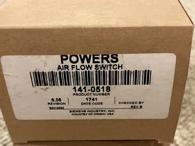 Siemens Powers Air Flow Switch Product# 141-0518 New in Box (HM) - Image 1 of 4