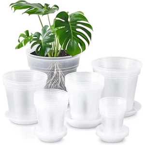 Vesici 24 Sets 4/5/6/7/8/9 Inch Clear Nursery Pots with Saucer Pack Variety P... - Picture 1 of 6