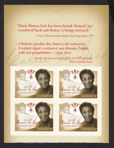 BLACK HISTORY = CARRIE BEST = BK PAGE with INSCRIPTION Canada 2011 #2433 MNH - Picture 1 of 1