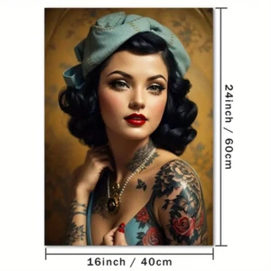 Tela Quadro PinUp Tattoo 40cm x 60cm - Sped.Inclusa - Foto 1 di 7