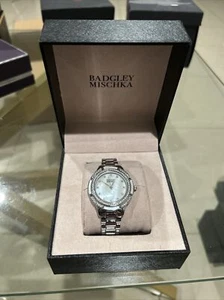 Badgley Mischka BA/1413MPSV Women's 36mm Swarovski Crystal MOP Dial Watch - Picture 1 of 4