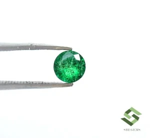 4.50 mm Certified Natural Emerald Round Cut 0.32 CTS Untreated Loose Gemstone - Picture 1 of 8