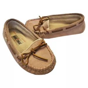 Minnetonka Women's 5 Pink Leather Suede Soft Cally Moccasins Slippers Shoes - Picture 1 of 12