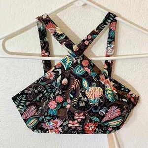 NWT LSpace Paisley Bikini Top Criss Cross High Neck Boho Floral Medium $119 - Picture 1 of 3
