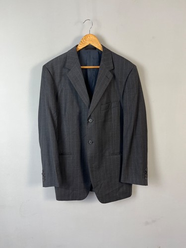 SAINT LAURENT (YSL) Blazer Yves Saint Laurent YSL vintage classico uomo grigio lana a righe taglia 50S