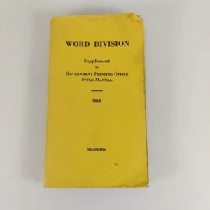 Word Division Supplement to U.S. Government Printing Office Style Manual 1968 PB - Picture 1 of 10