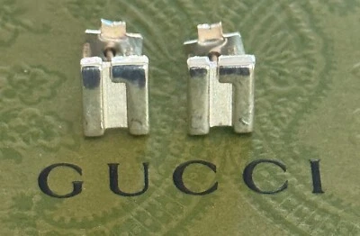 Pendientes Gucci Logo G Tachuelas Plata de Ley 925 Hechos en Italia Foto 1 de 3