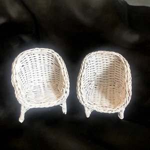 Dolls Furniture 2 Wicker Armchairs - Picture 1 of 5