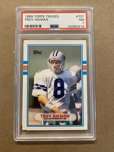 Troy Aikman PSA 7 Rookie Vintage 1989 Topps Dallas Collector Card Man Cave GIFT