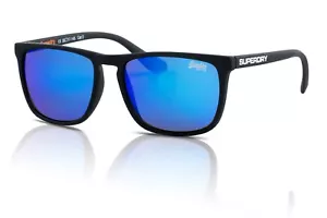 Superdry Shockwave Sunglasses 187 Rubberised Black /Blue Violet Mirror - Picture 1 of 5