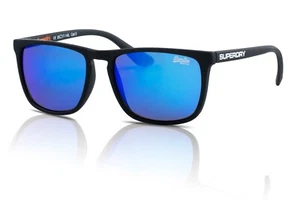 Superdry Shockwave Sunglasses 187 Rubberised Black /Blue Violet Mirror - Picture 1 of 5