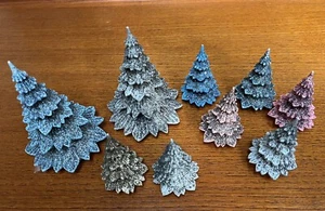 9 Vintage Putz Pink Christmas Trees Plastic West Germany MCM Xmas Mika Glitter - Picture 1 of 3