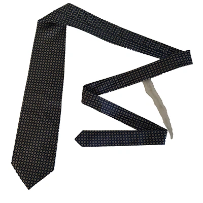 Corbata de seda geométrica azul y dorada Lauren Ralph Lauren para hombre hecha a mano en EE. UU. Foto 1 de 4