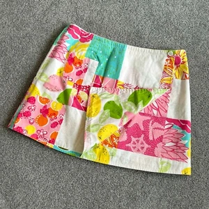 * Lilly Pulitzer Reversible Fruit Flower Print Mini Skirt 100% Cotton US 4 - Picture 1 of 6