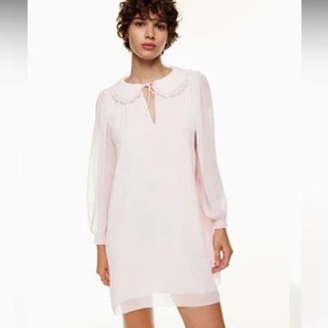 Aritzia Wilfred Bugsy Vestido Cuello Mini Vestido Bebé Rosa Romántico Elegante Pijama - Imagen 1 de 5