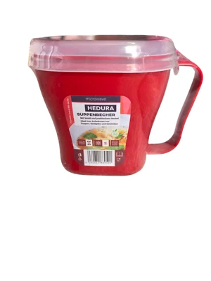 Mikrowellen Suppenbecher Suppentasse Hedura mit Henkel und Ventil Rot - Bild 1 von 3