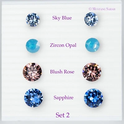 Pendientes hipoalergénicos rosa rubor zafiro poste resina cristal Swarovski 3 mm 4 mm Foto 1 de 4