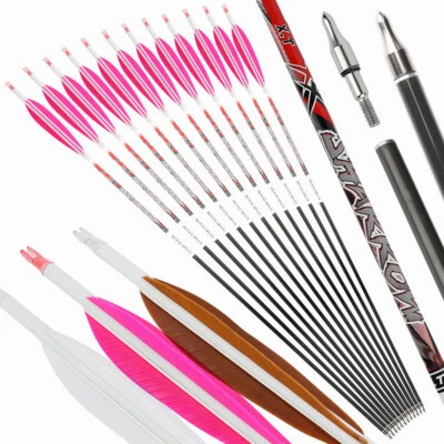 32in Archery Pure Carbon Arrows Feathers Sp300-800 Recurve Compound Bow Target - Image 1 of 4