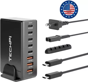 268W GaN USB Type C Charger 8 Ports Fast Charging Station PD QC4.0, USB C Laptop - Picture 1 of 7