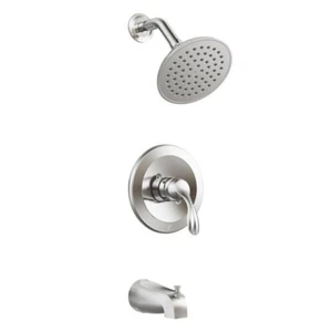 Homlux Tub and Shower Faucet Set with Valve in Brushed Nickel 1-Handle 1-Spray - Picture 1 of 4