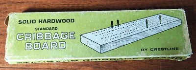 Vintage Hardwood Crestline Standard Cribbage Board (No pegs) w/box - Image 1 of 4