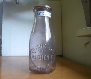 ATLANTIC CITY HYGIENIC MILK CO AMETHYST EARLY 1900 PINT NEW JERSEY MILK BOTTLE - Picture 1 of 6