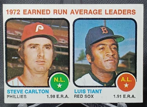 TOPPS 1972 - LÍDERES DE CARRERA GANADA - Steve Carlton/Luis Tiant #65 - Imagen 1 de 6
