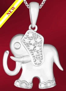"COLGANTE DE ELEFANTE"" ORO BLANCO 14K Y DIAMANTES (027)" - Imagen 1 de 1