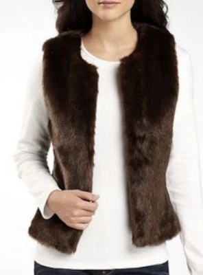 Vintage Worthington Women's Brown Faux Fur Vest Size XL Lined Open Front Classic - Image 1 of 4